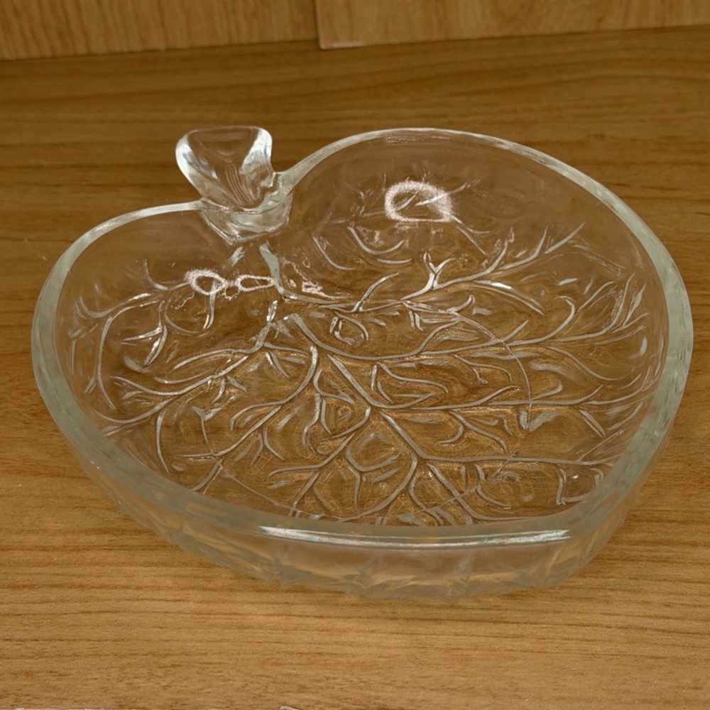 Vintage Clear Glass Leaf Dish